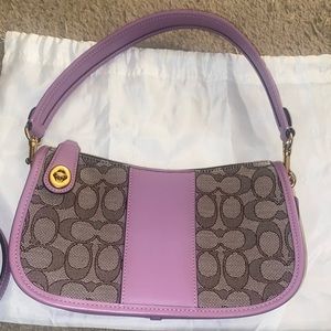 coach monogram swinger jacquard bag